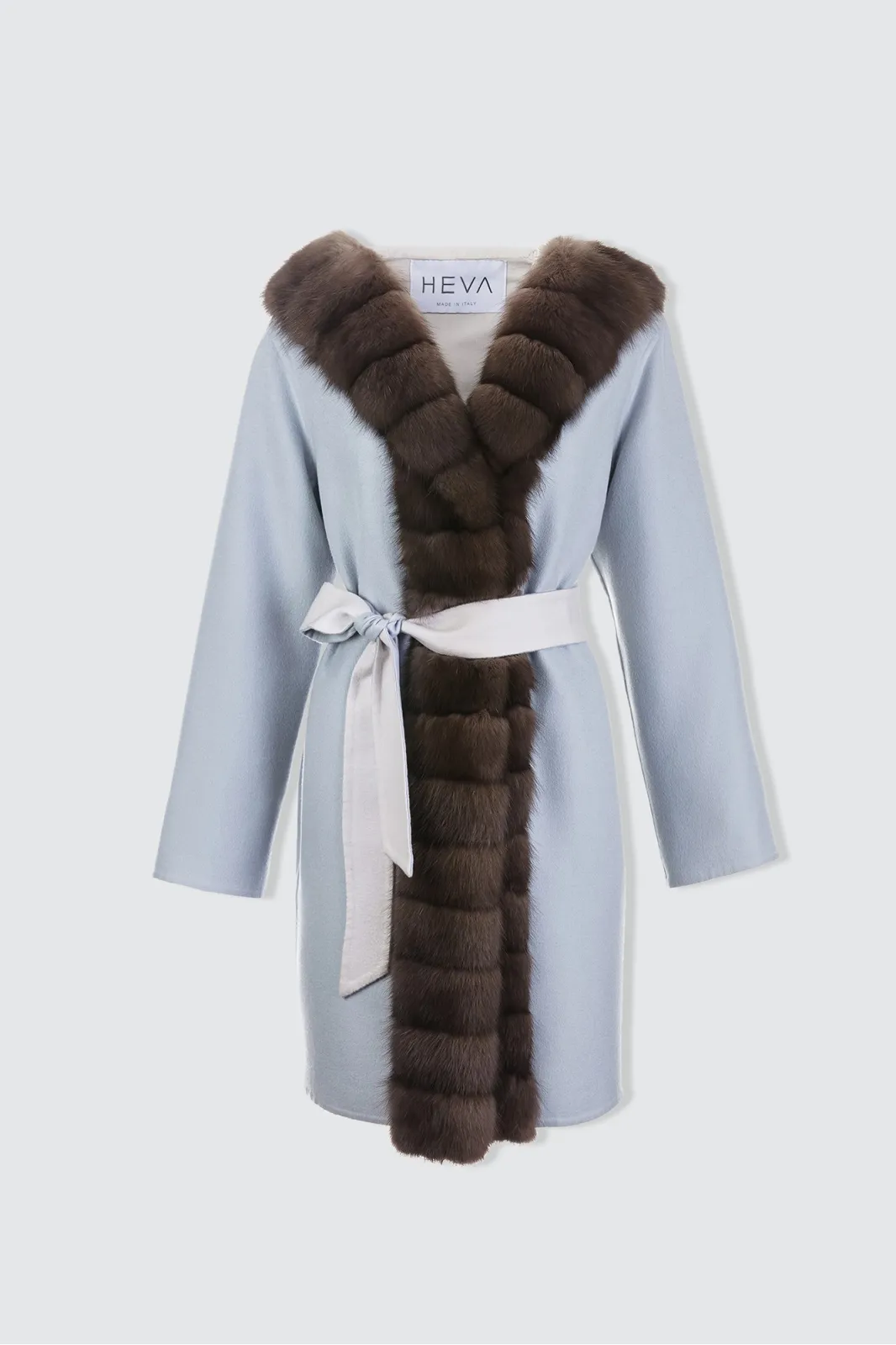 ---------Cappotto in 100% cashmere double azzurro e zibellino--------