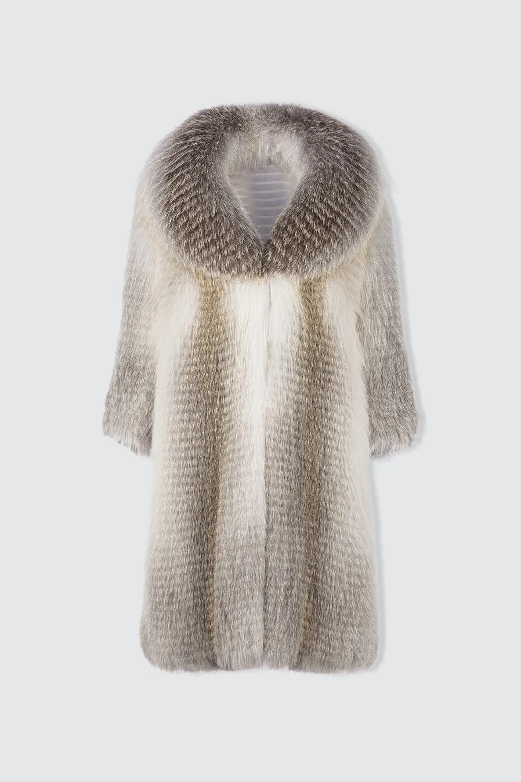 ---------Cappotto in volpe fawnlight con collo a stola--------
