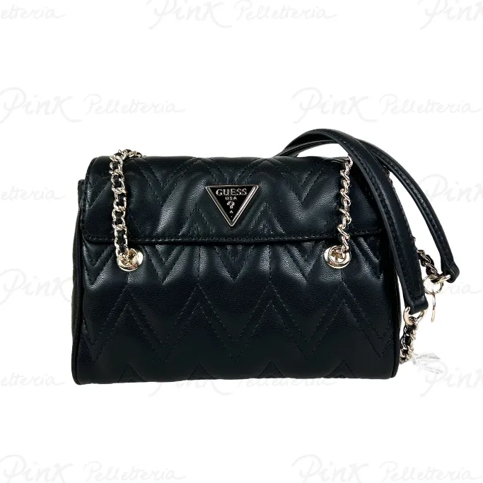 -GUESS Eda Flap Shoulder Bag HWQG9505200 BLA Black