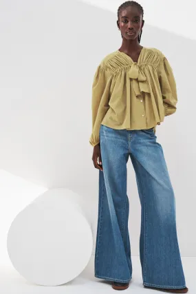 100% Cotone Palazzo Jeans Gamba Larga    
