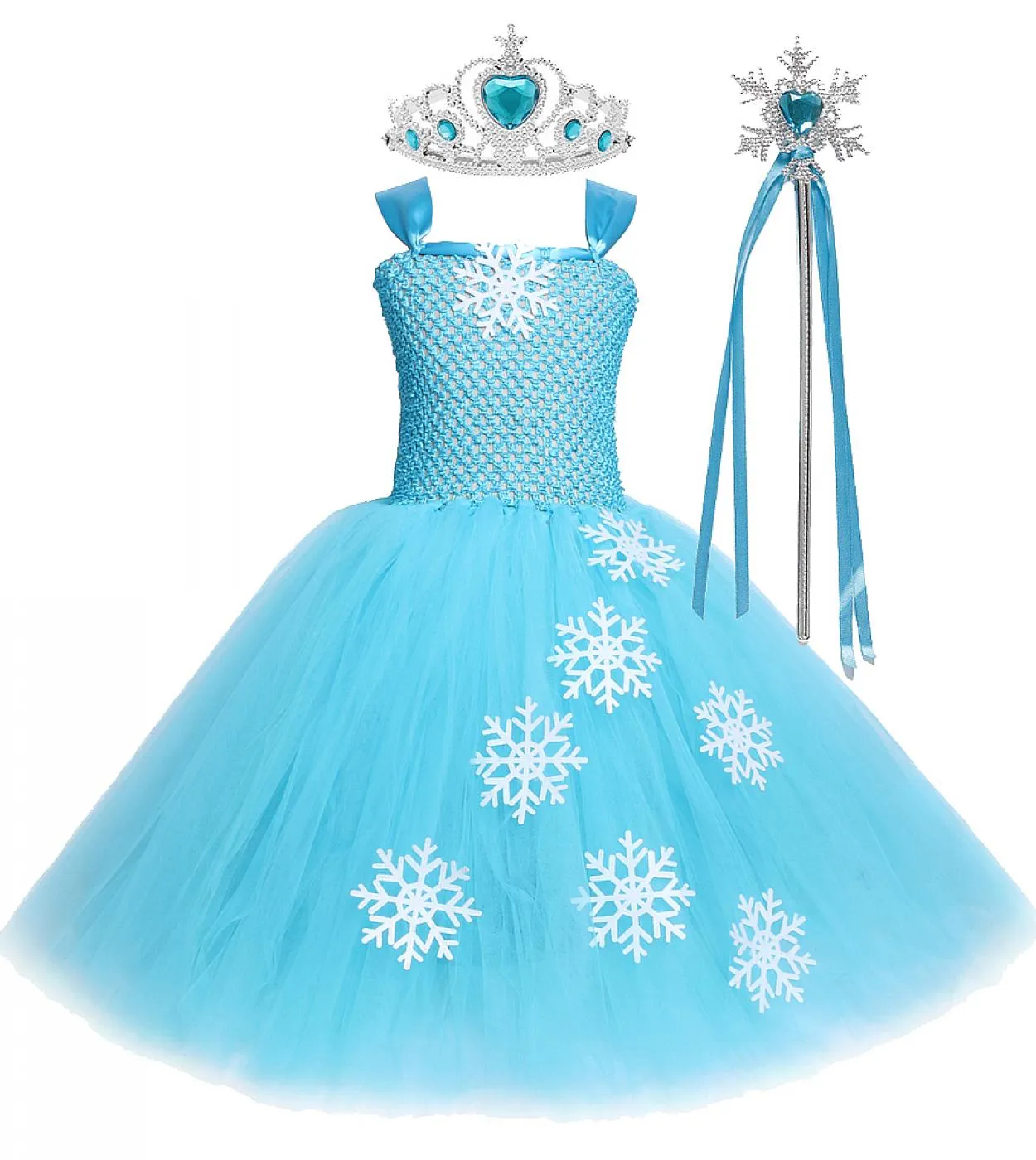 Abiti da principessa Elsa blu per ragazze Abito lungo tutu fantasia per bambini Costume di capodanno Ragazza Regina delle nevi C
