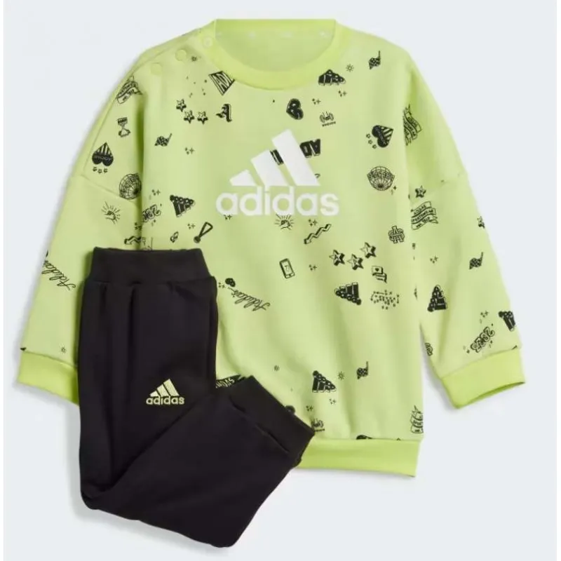 Adidas Junior I Bluv Q3 Cset Pullim/Black Tuta Cotone Lime/Nero Baby Bimbo