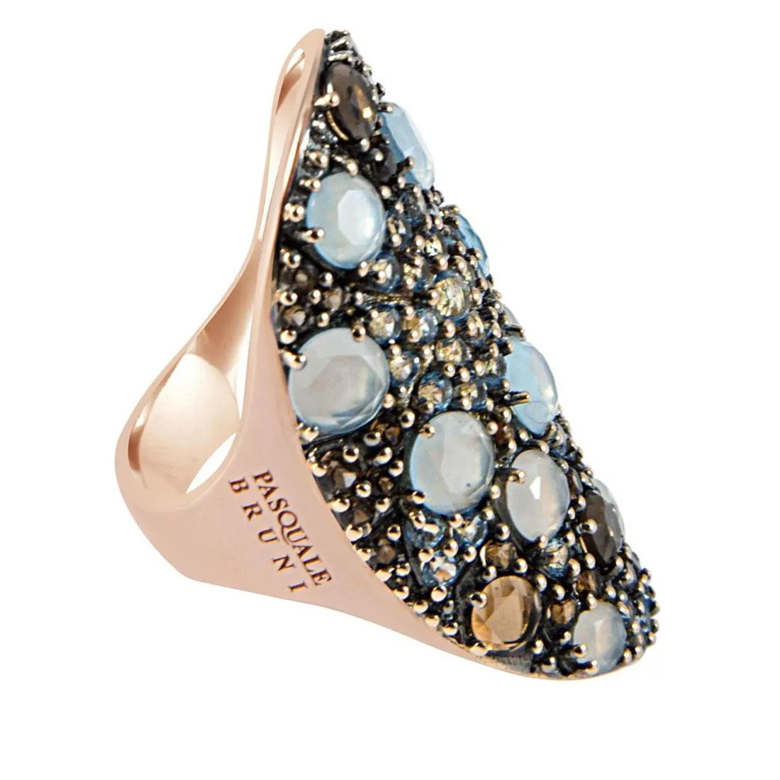 Anello in oro rosa con pietre