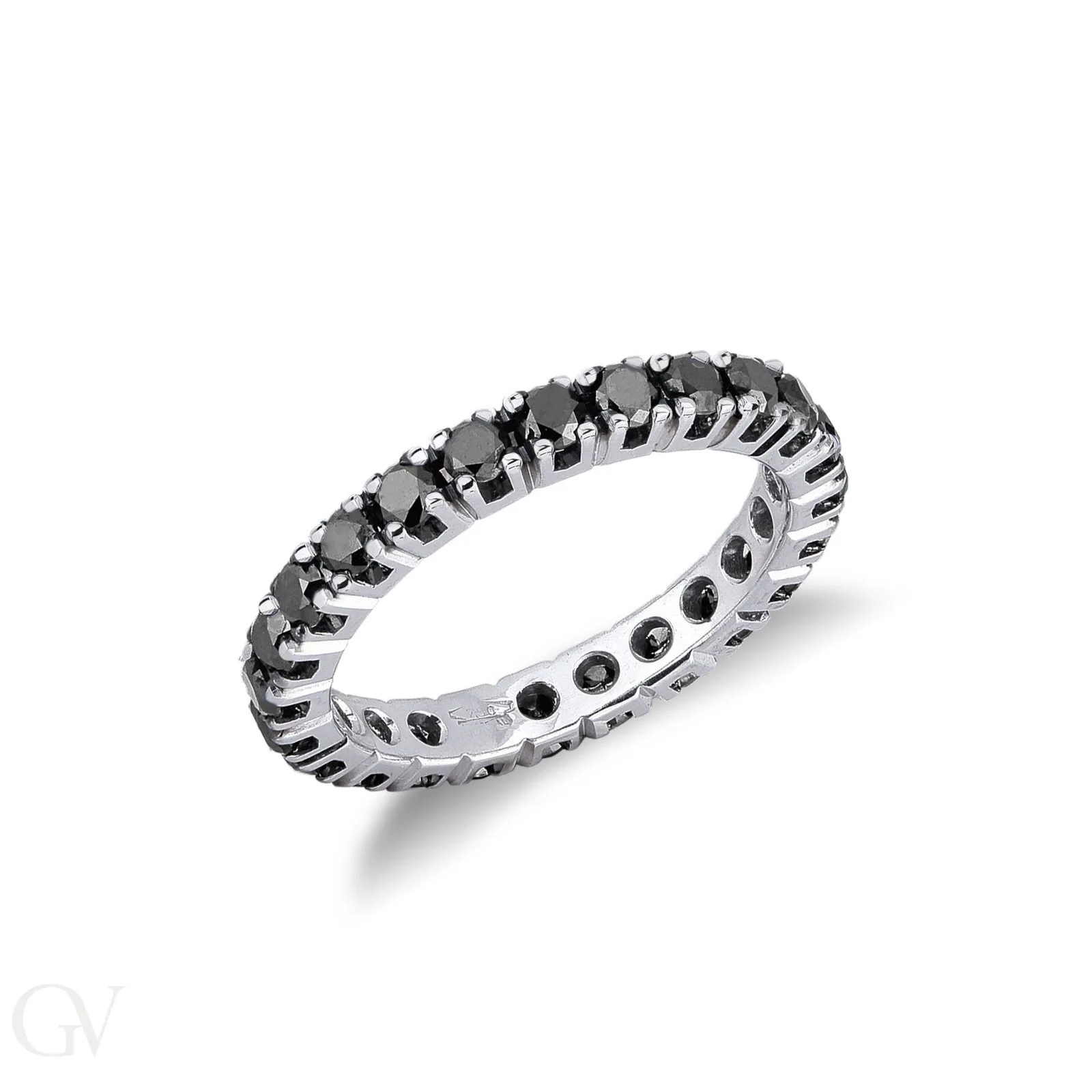 Anello modello Eternity in oro bianco 18k con diamanti neri