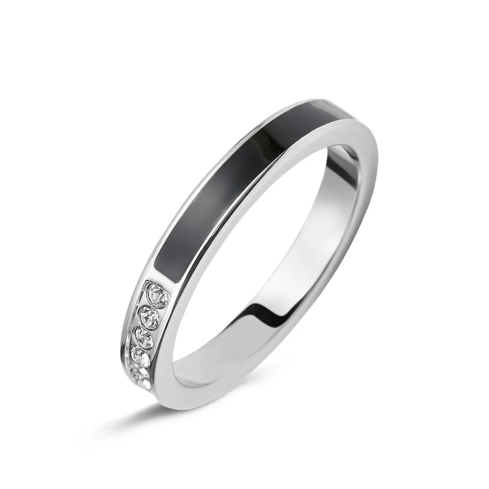 Anello Semi-eternity Lady Sweet Acciaio Cristallo Bianco 1682779