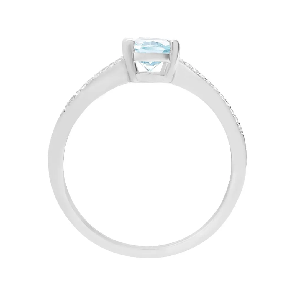 Anello Solitario Amélie Oro Bianco 375/1000 Topazio Sky Blue Cubic Zirconia Bianco 1424320