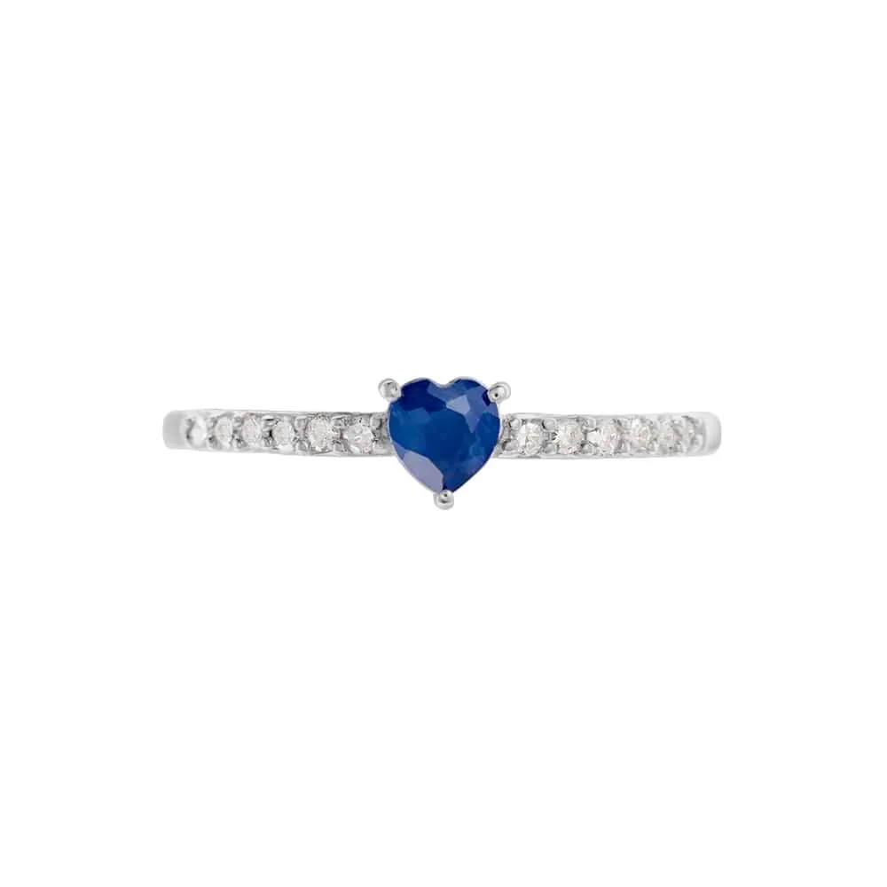 Anello Solitario Charlotte Oro Bianco 375/1000 Zaffiro 0,45 ct Diamante Bianco 0,156 ct 1417329