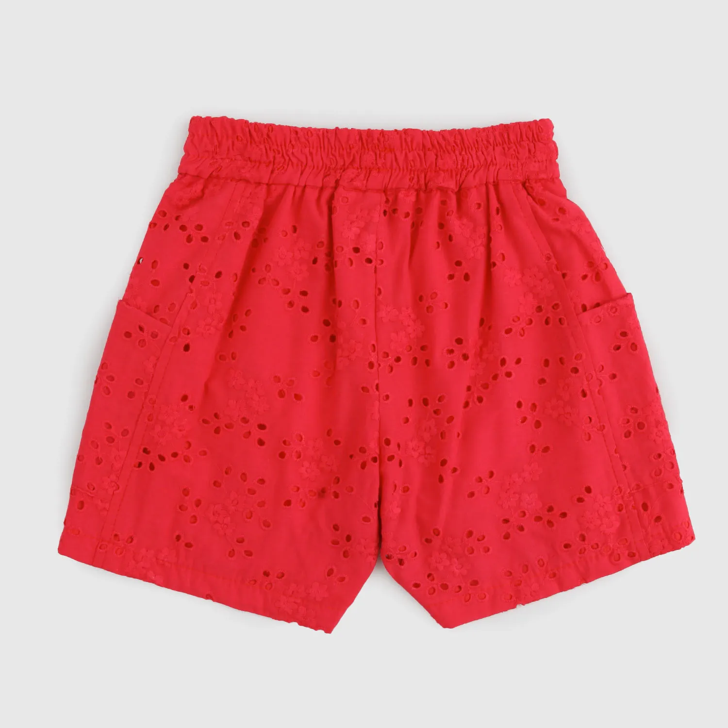 Bermuda Rosso In Pizzo Bambina