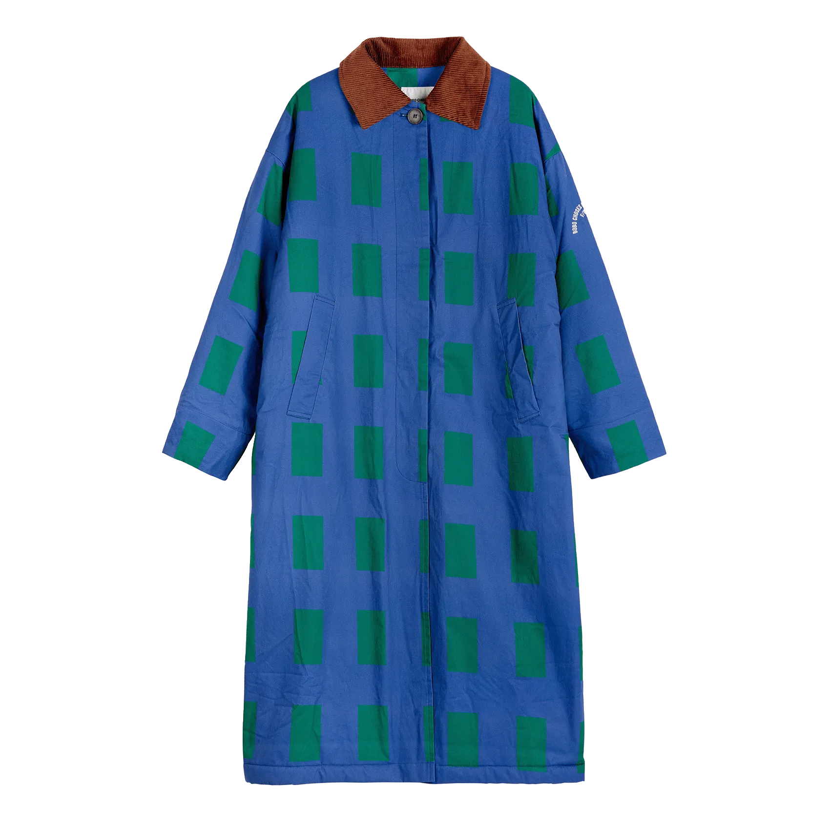  BOBO CHOSES   Cappotto con collo classico stampato a quadri in cotone | Marrone