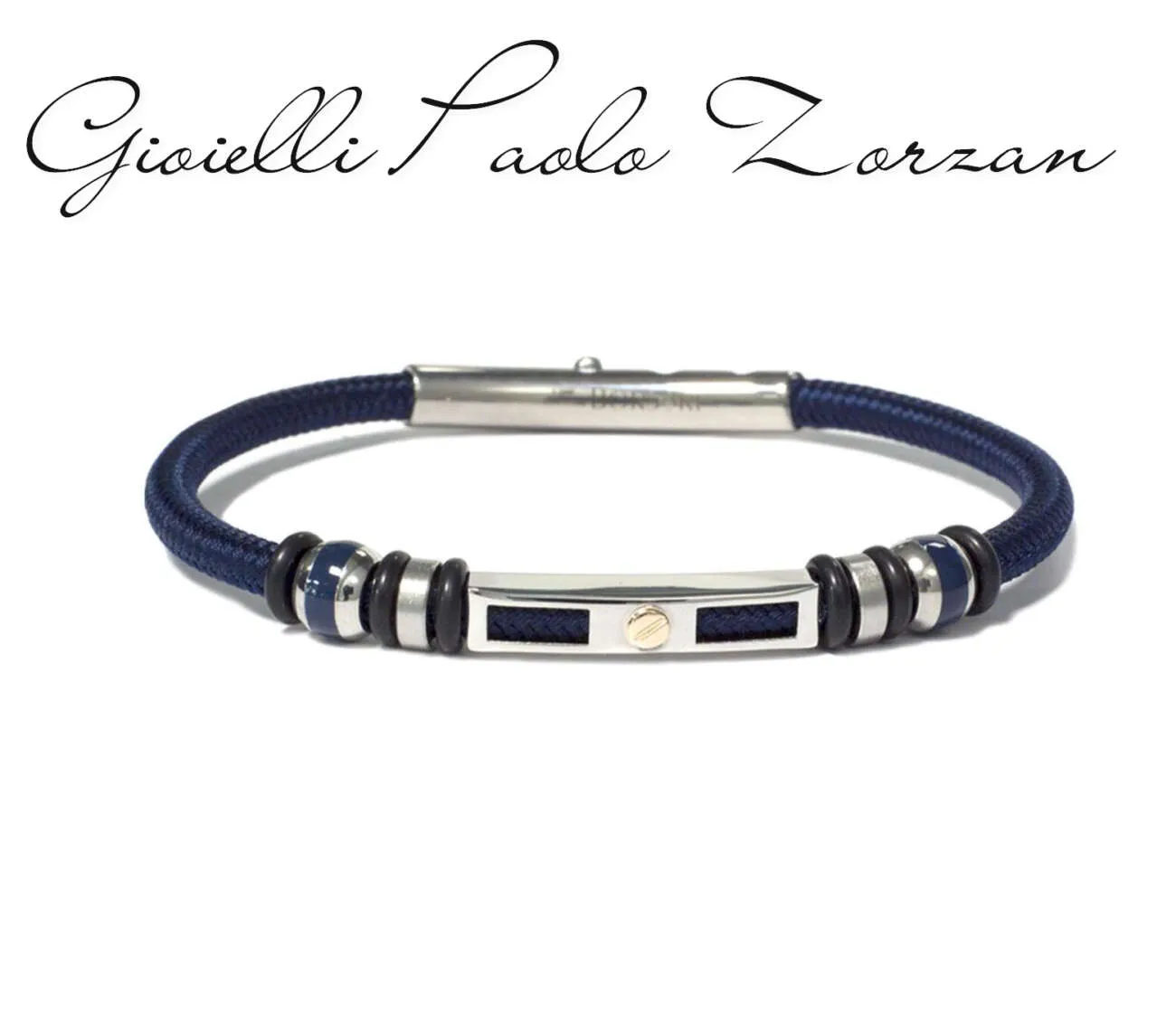 Bracciale Borsari in acciaio e poliestere blu’  BR-NAUTICO31