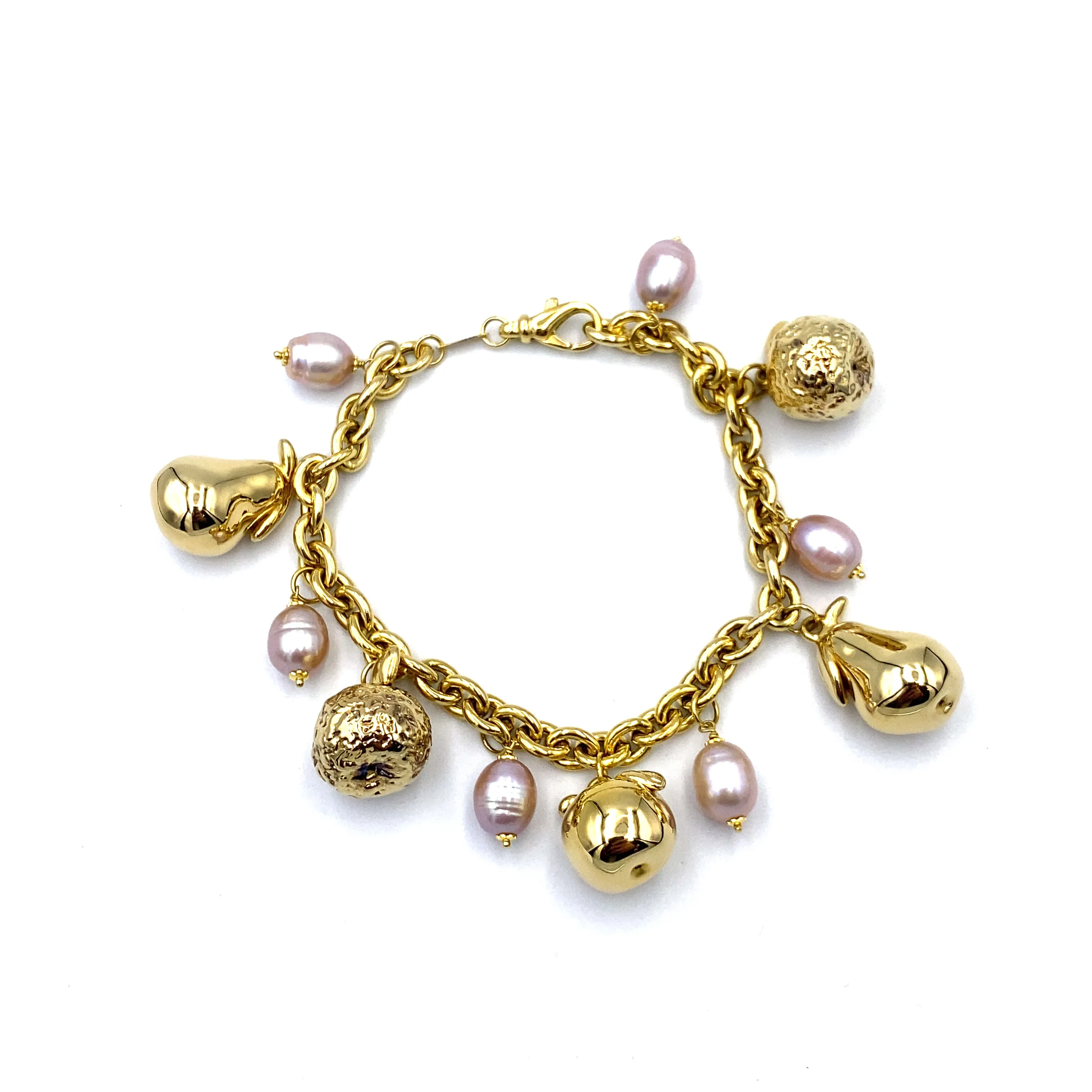 Bracciale con  Perle  Rosa e Charms