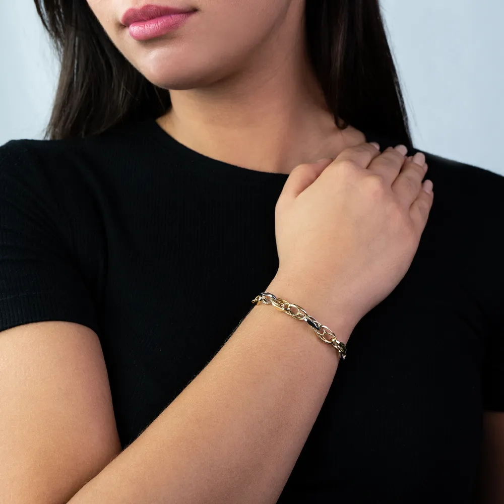 Bracciale da Donna in Oro Giallo e Bianco 18kt a Catena – 8684