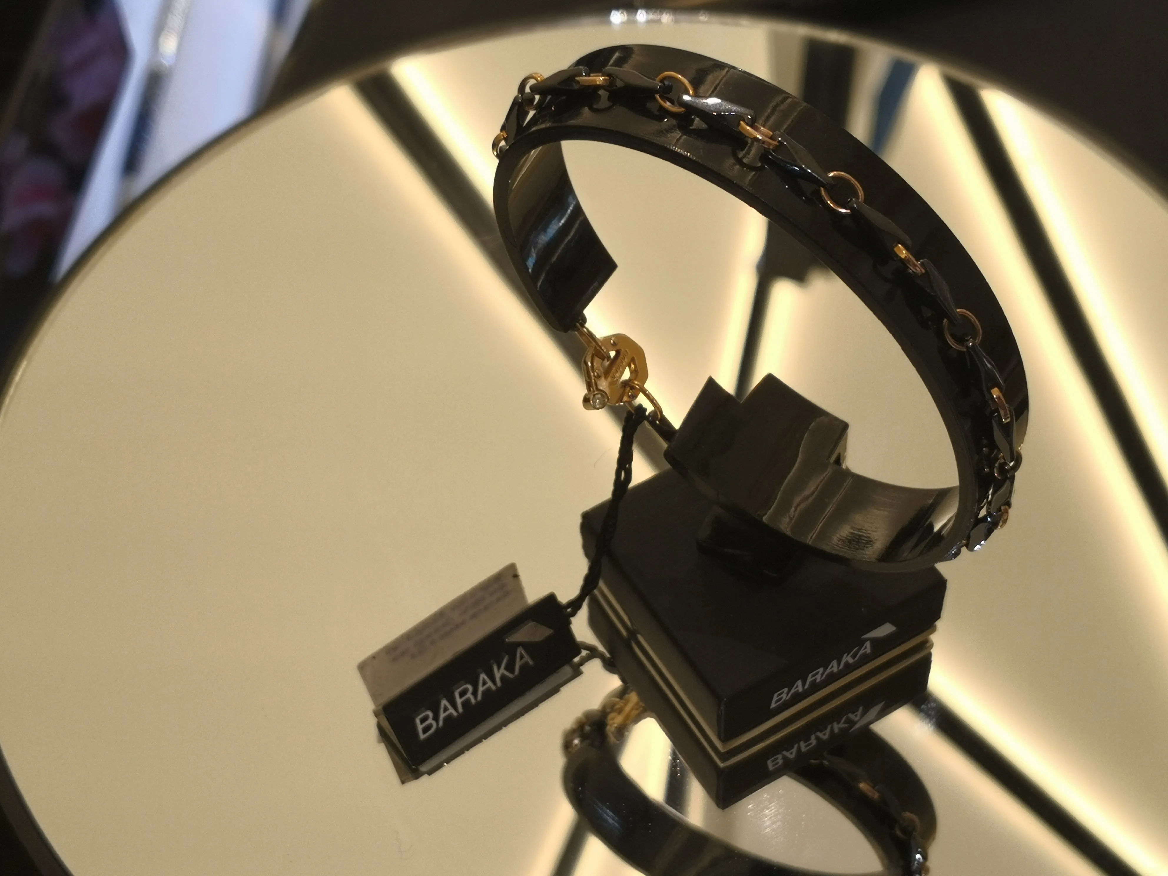 Bracciale Uomo BARAK in Oro Rosa 18k e Ceramica Nera con Diamante Bianco