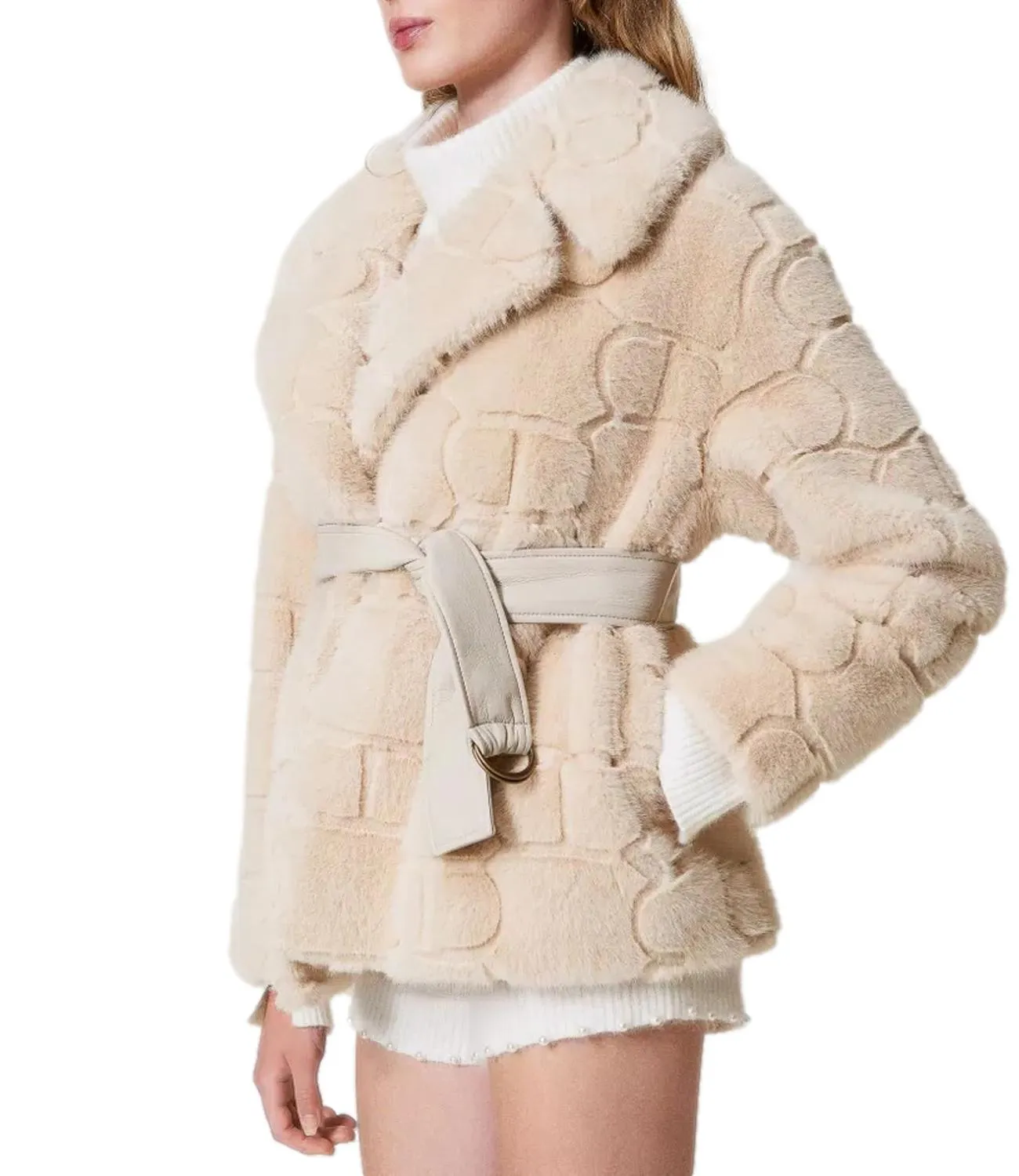 Brand TWIN-SET Twinset Cappotto Bianco Crema Donna