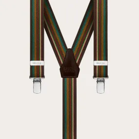 Bretelle strette a Y con righe multicolore, toni di marrone