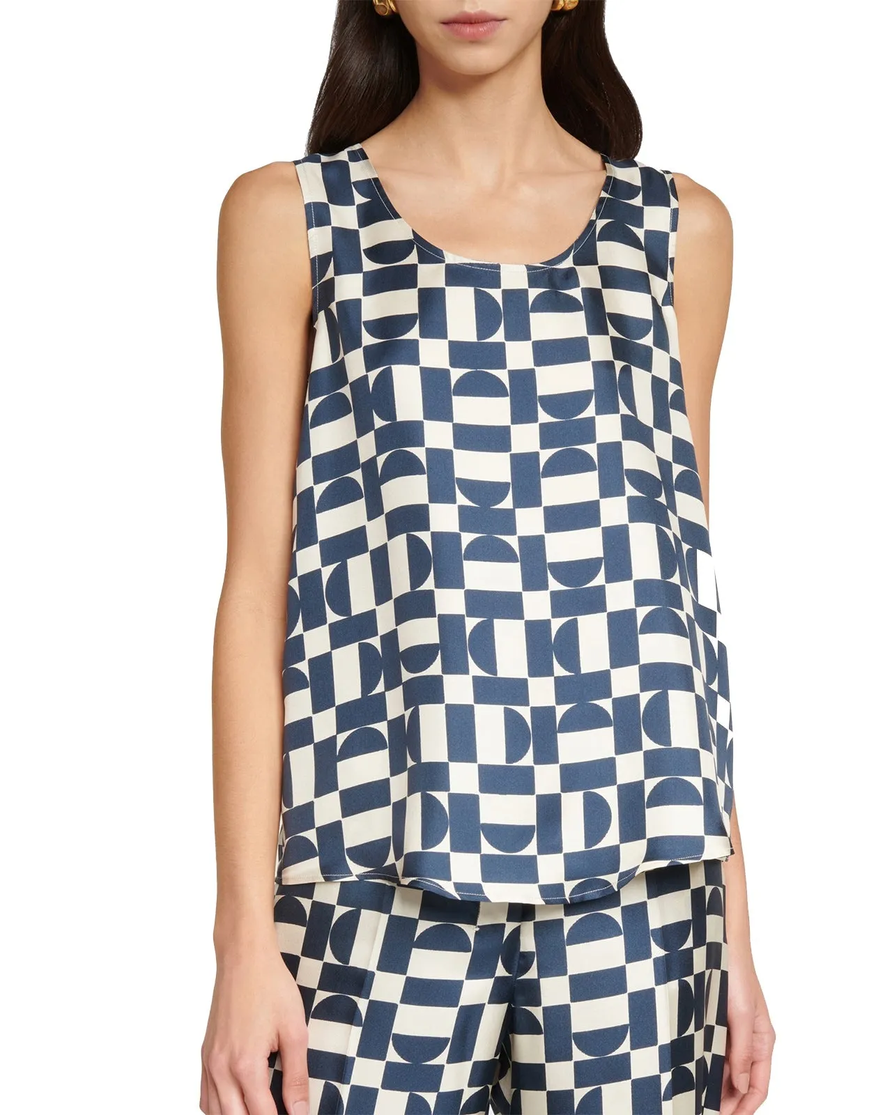 Canotta seta midnight blue