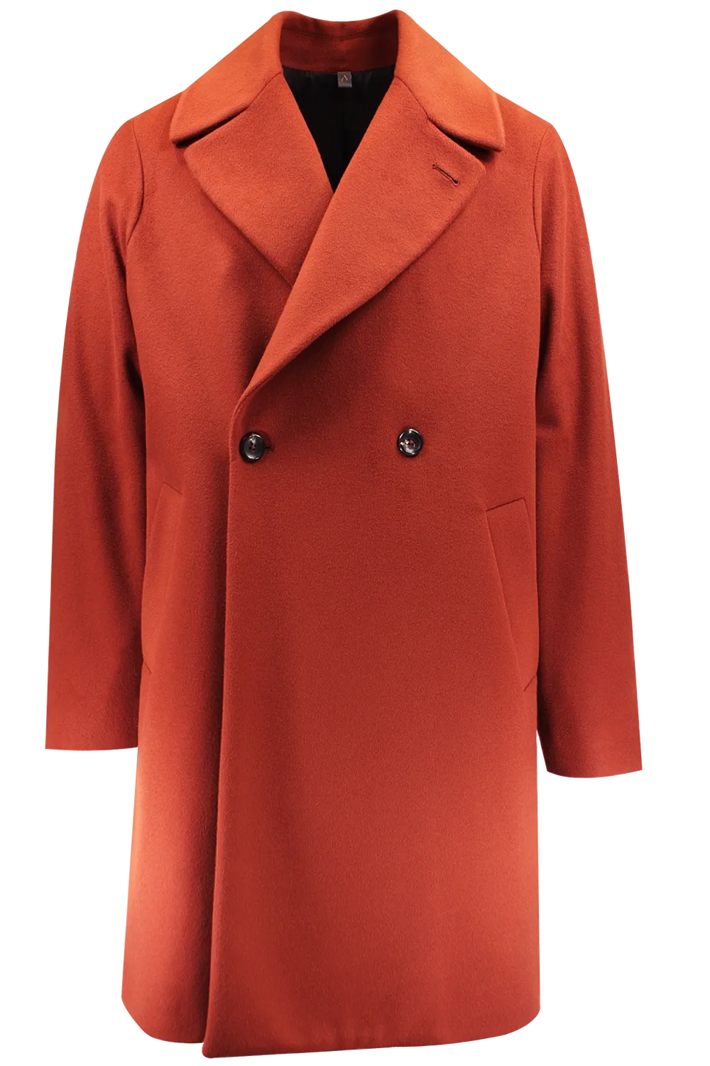   Cappotto over doppiopetto in lana color terracotta