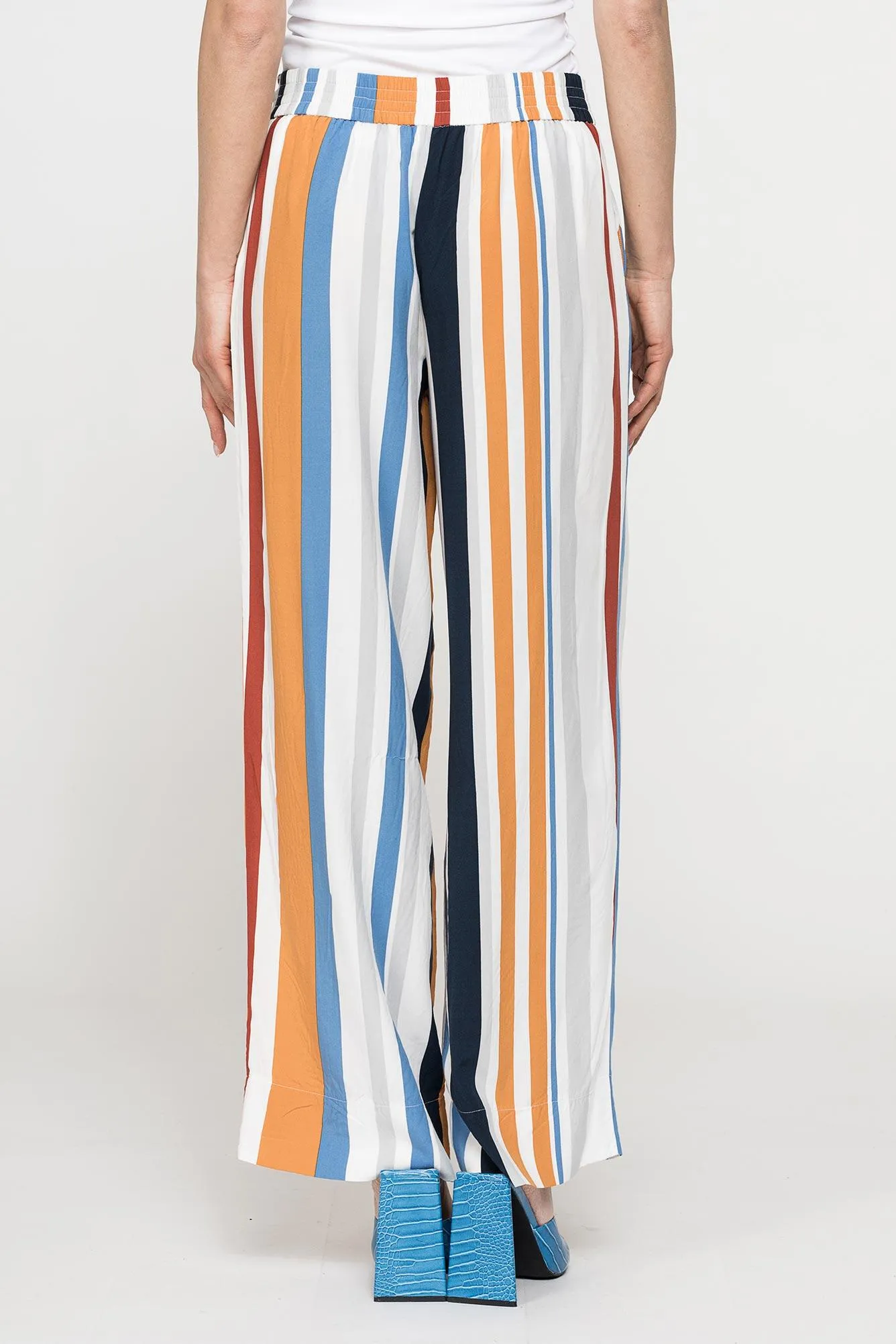 Carrera  ---------    ------------Pantalone palazzo a righe con fiocco in vita - Giallo