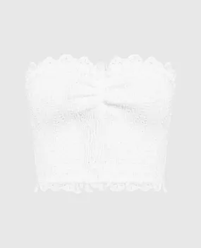 Charo Ruiz Top Areth bianco con ricami in pizzo 233108