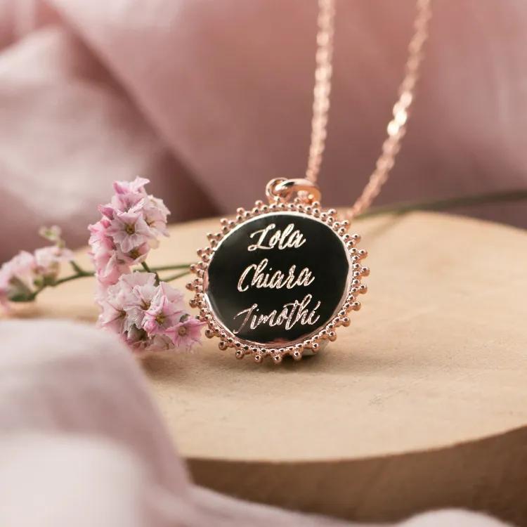 Collana sole nomi placcato oro rosa