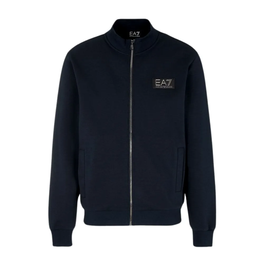 Felpa EA7 zip con logo frontale