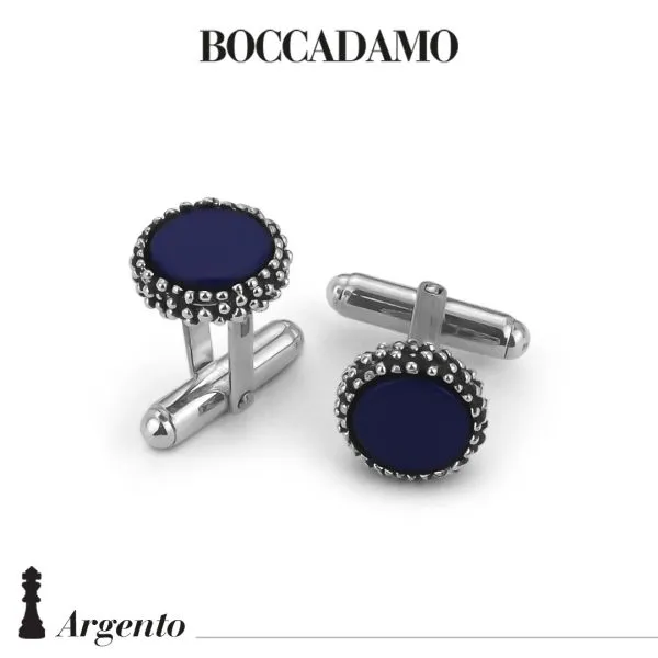 Gemelli pallinati con agata blu    