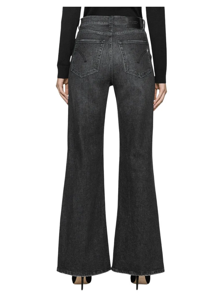 Jeans Amber grigio con bottone gioiello