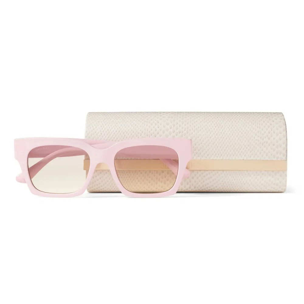 Jimmy Choo - Jo - Occhiali da Sole Quadrati in Acetato Rosa con Logo JC Dorato - Jimmy Choo Eyewear