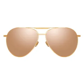 Linda Farrow - Occhiali da Sole Aviator Carter in Oro Rosa - LFL999C5SUN - Linda Farrow Eyewear