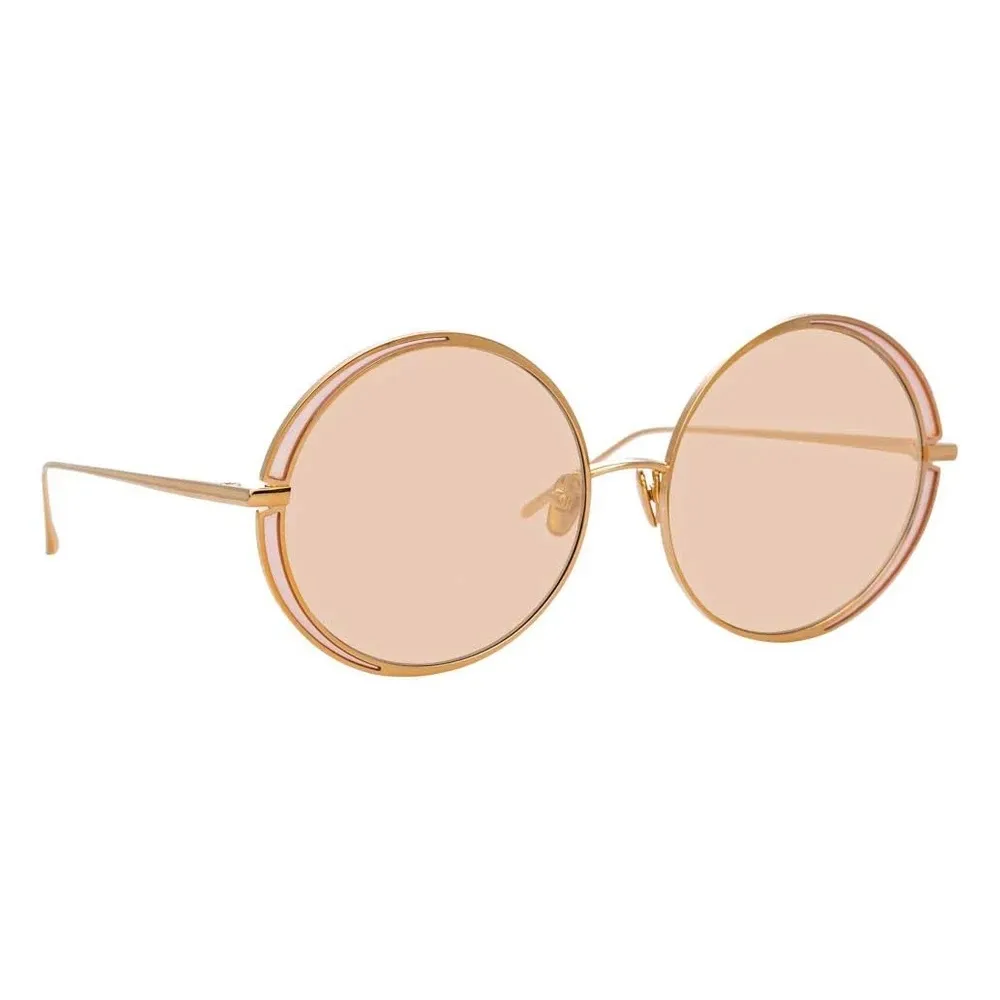 Linda Farrow - Occhiali da Sole Rotondi Hart C8 in Oro Rosa e Pesca - LFL933C8SUN - Linda Farrow Eyewear