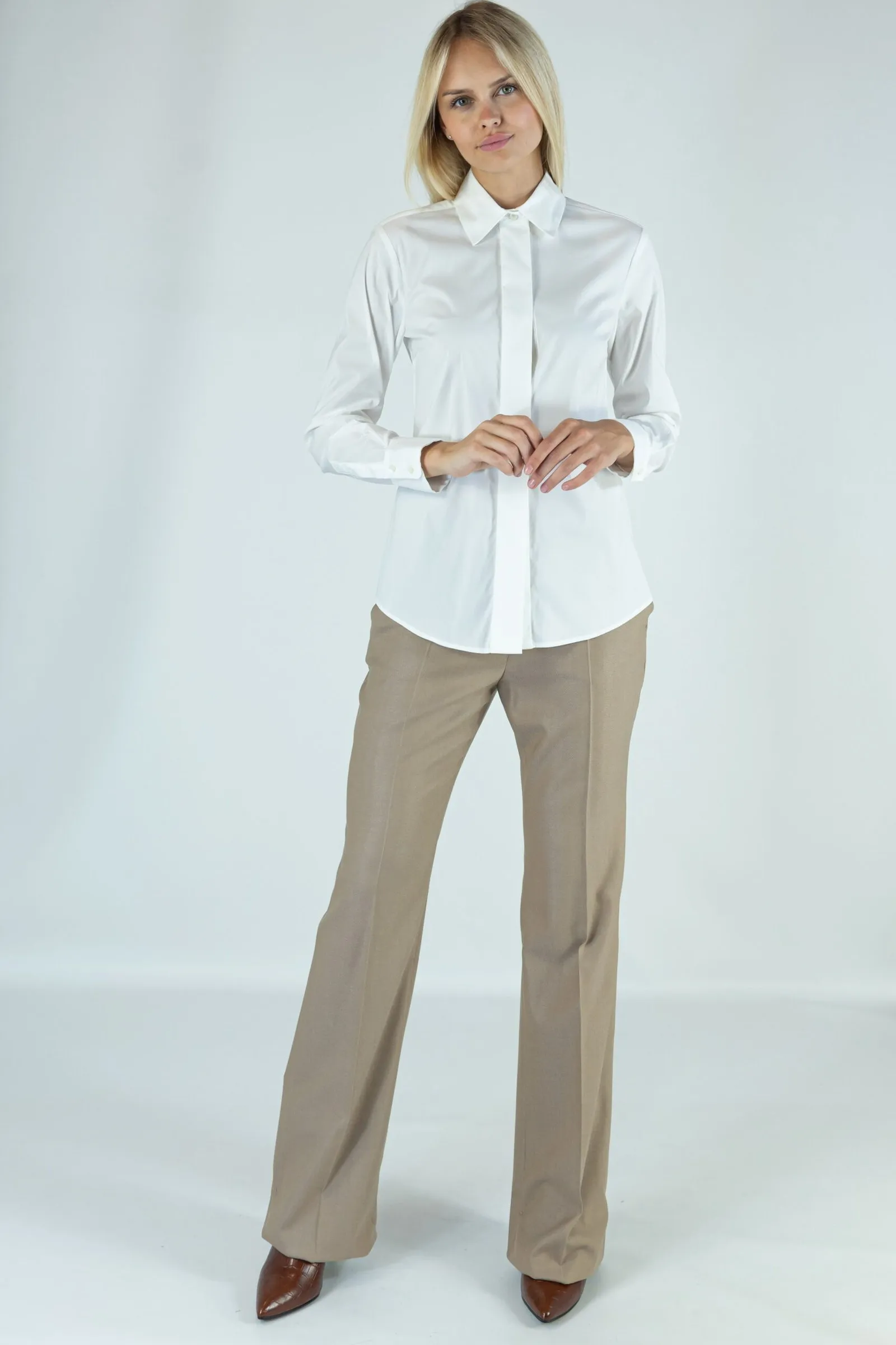 MAX MARA STUDIO camicia in popeline di cotone LINDA variante 001 colore Bianco