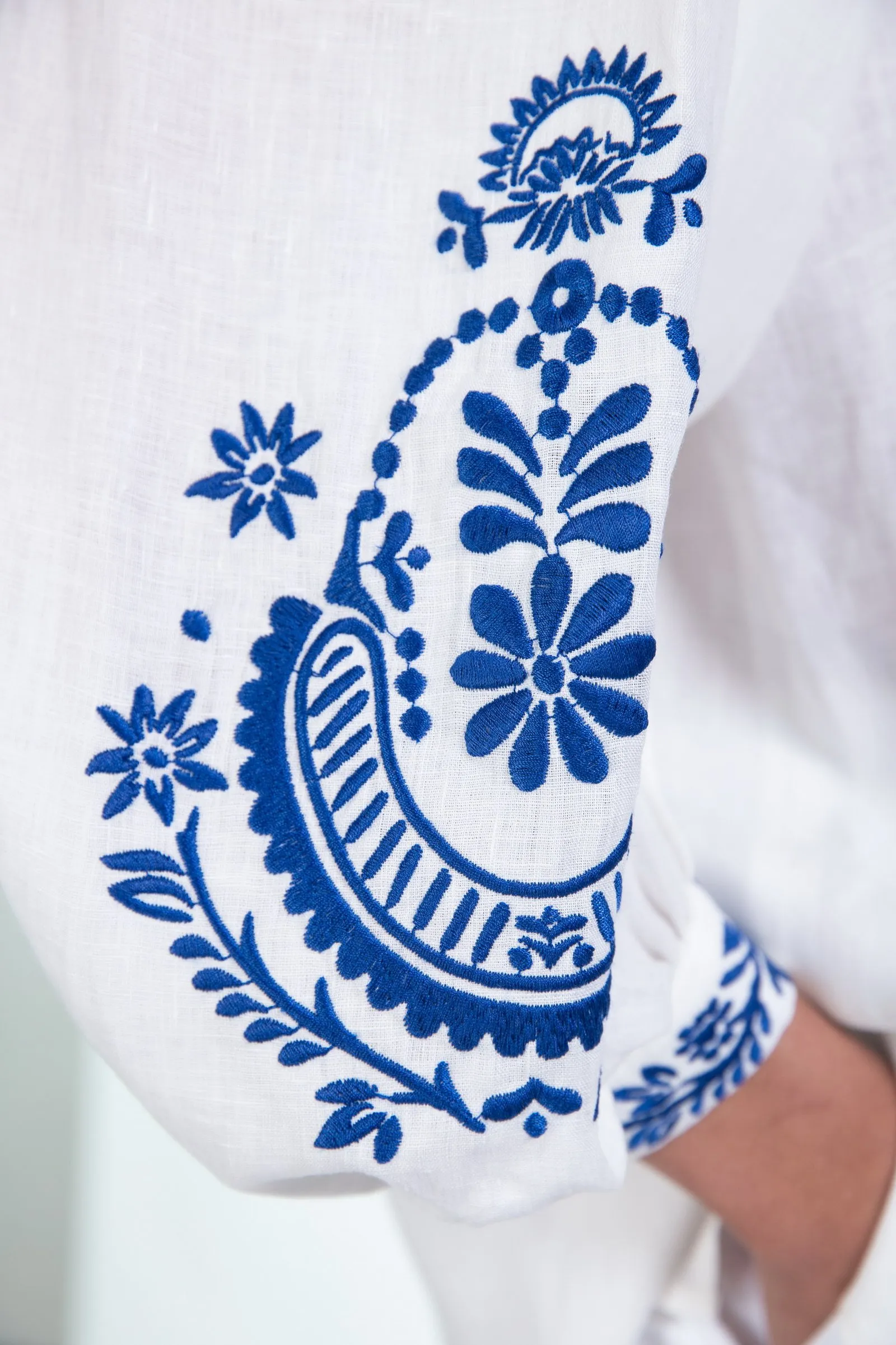 MAX MARA WEEKEND camicia in tela di lino con ricamo CARNIA