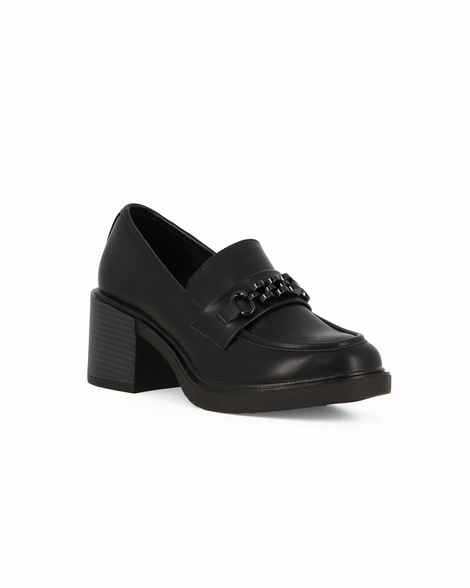 MISS GLOBO - Mocassino nero con catena e sottopiede in memory soft                                            Previous productMI