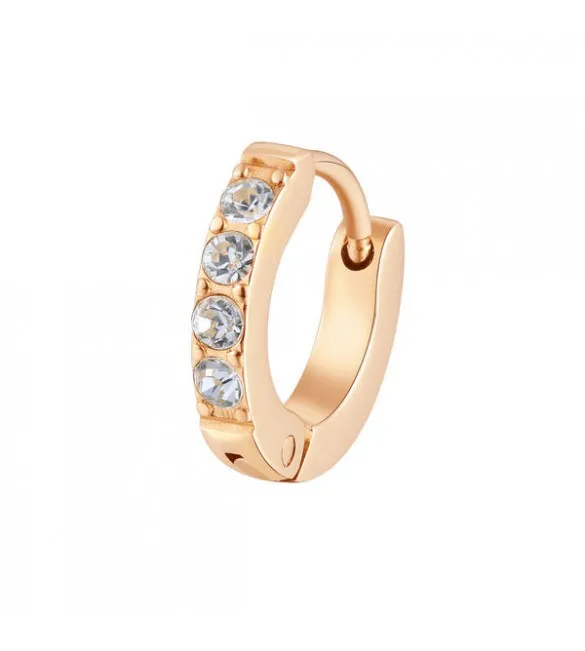 Mono Orecchino da Donna Gioielli Brosway Chakra in acciaio 316L pvd oro rosa 10 mm cristalli bhke035
