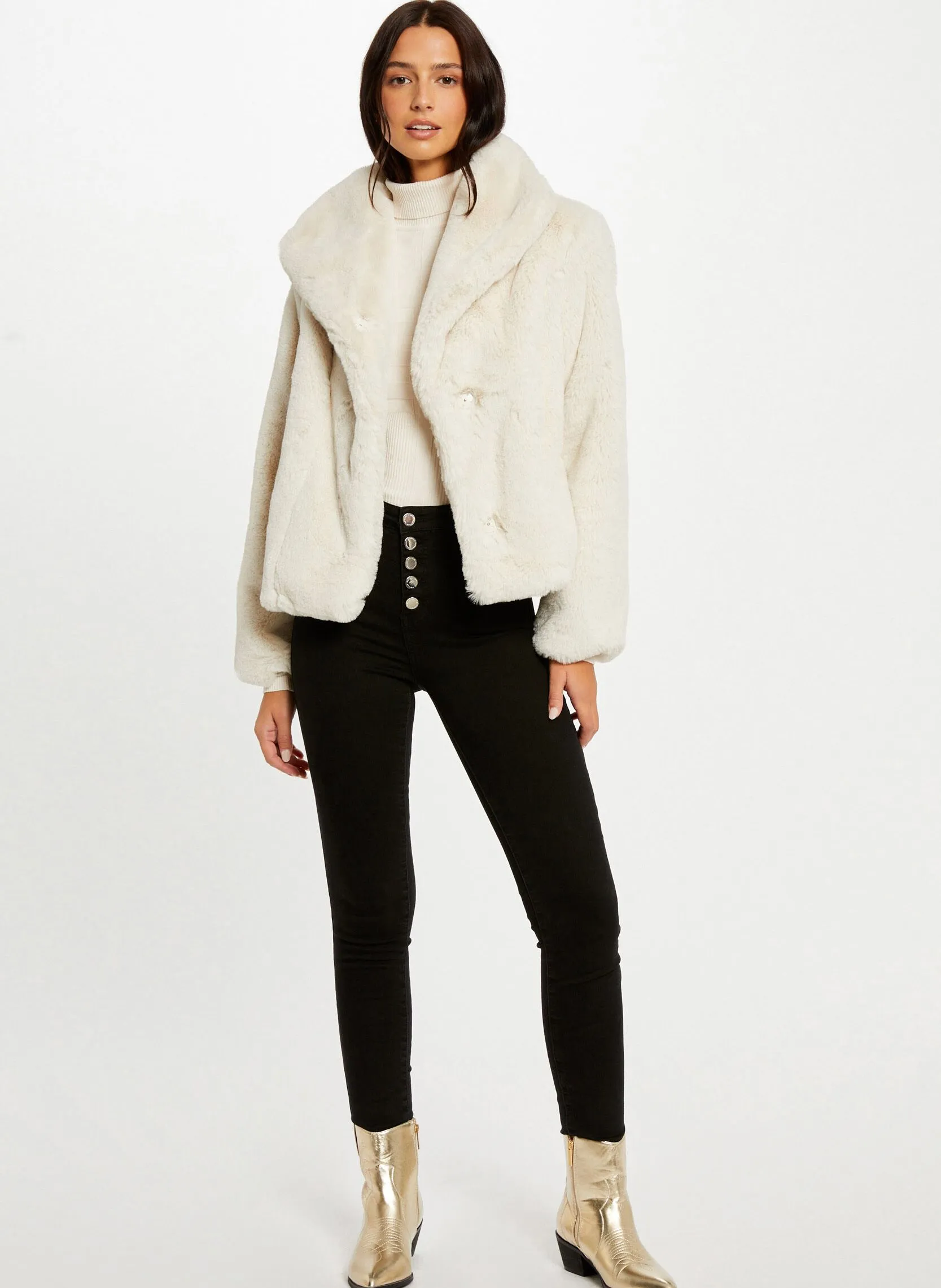 MORGAN   GEDOU - Cappotto corto in pelliccia sintetica | Beige