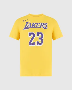 Nike NBA T-Shirt Los Angeles Lakers LeBron James 23 Giallo Uomo