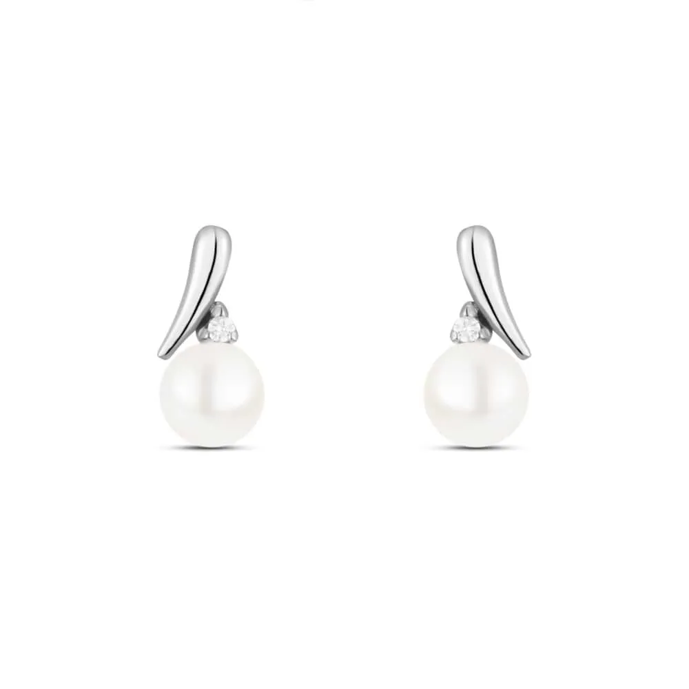 Orecchini Lobo Gold Pearls Oro Bianco 750/1000 Perla D'Acqua Dolce Bianco Diamante Bianco 0,04 ct 1616339