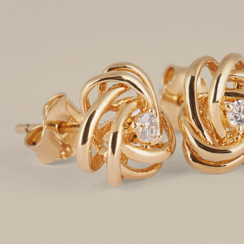Orecchini Lobo Ritorto Golden Dream Placcato Oro Giallo Cubic Zirconia Bianco 1682079
