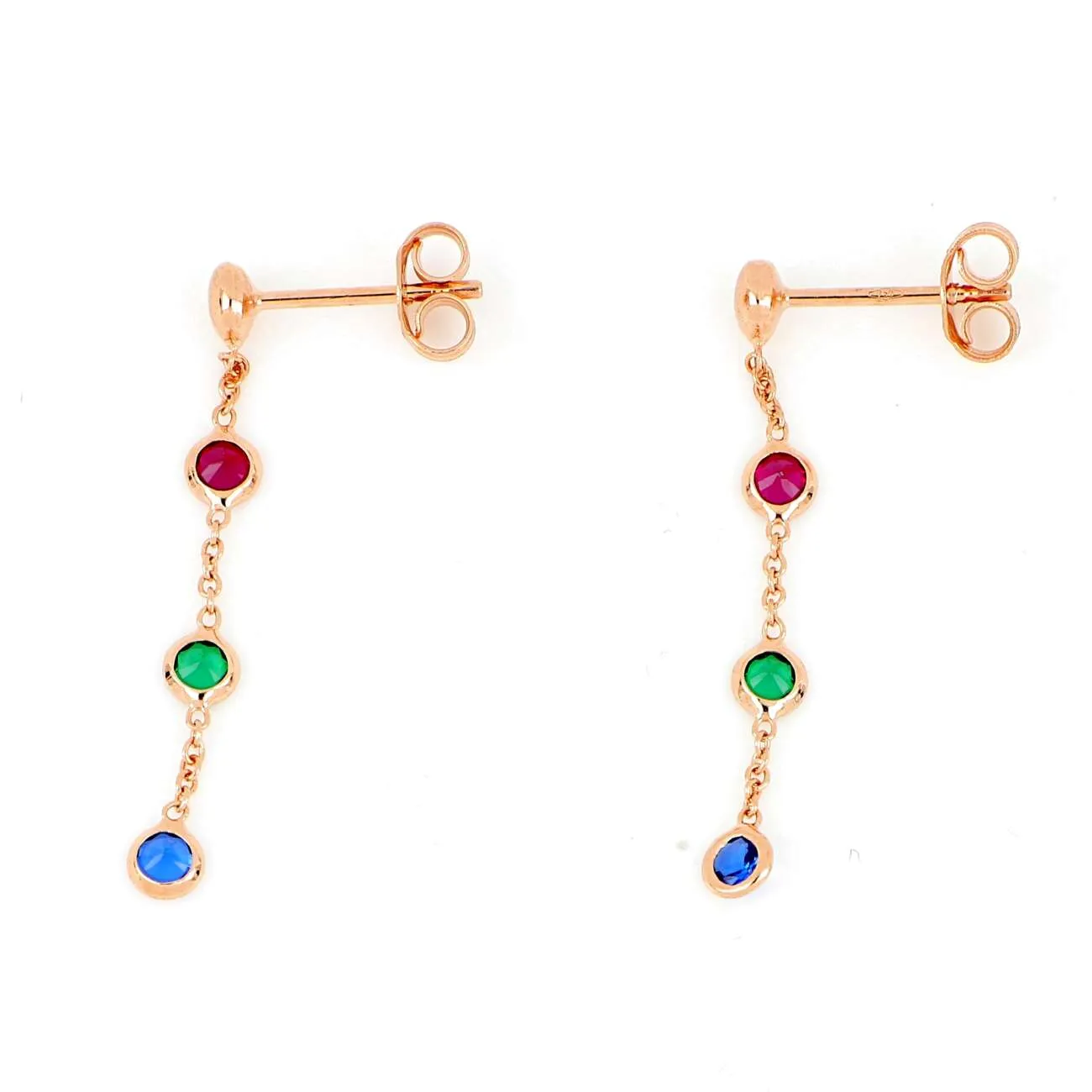 Orecchini pendenti in oro rosa e zirconi colorati DZOR154