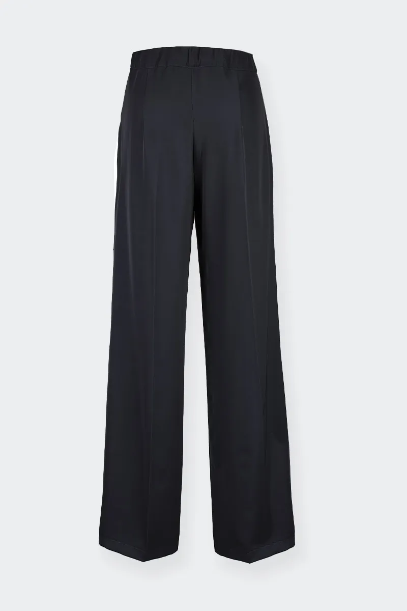 PANTALONE PALAZZO CON ELASTICO BLU NAVY