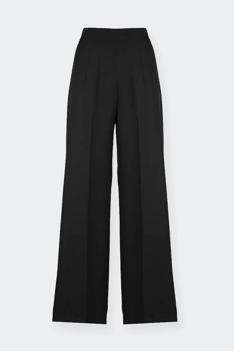 PANTALONE PALAZZO CON ELASTICO NERO