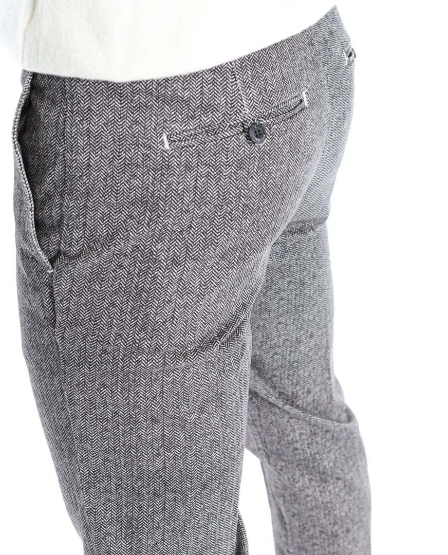 Pantalone slim in cotone stretch spigato grigio  | NO LAB