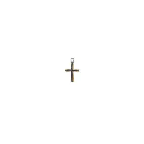 Pendente croce Pechino in oro giallo 18k con diamanti neri naturali
