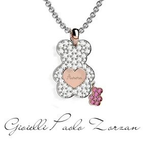 Pendente Nanan Orso Diamanti e orsetto rosa   NGIO0018