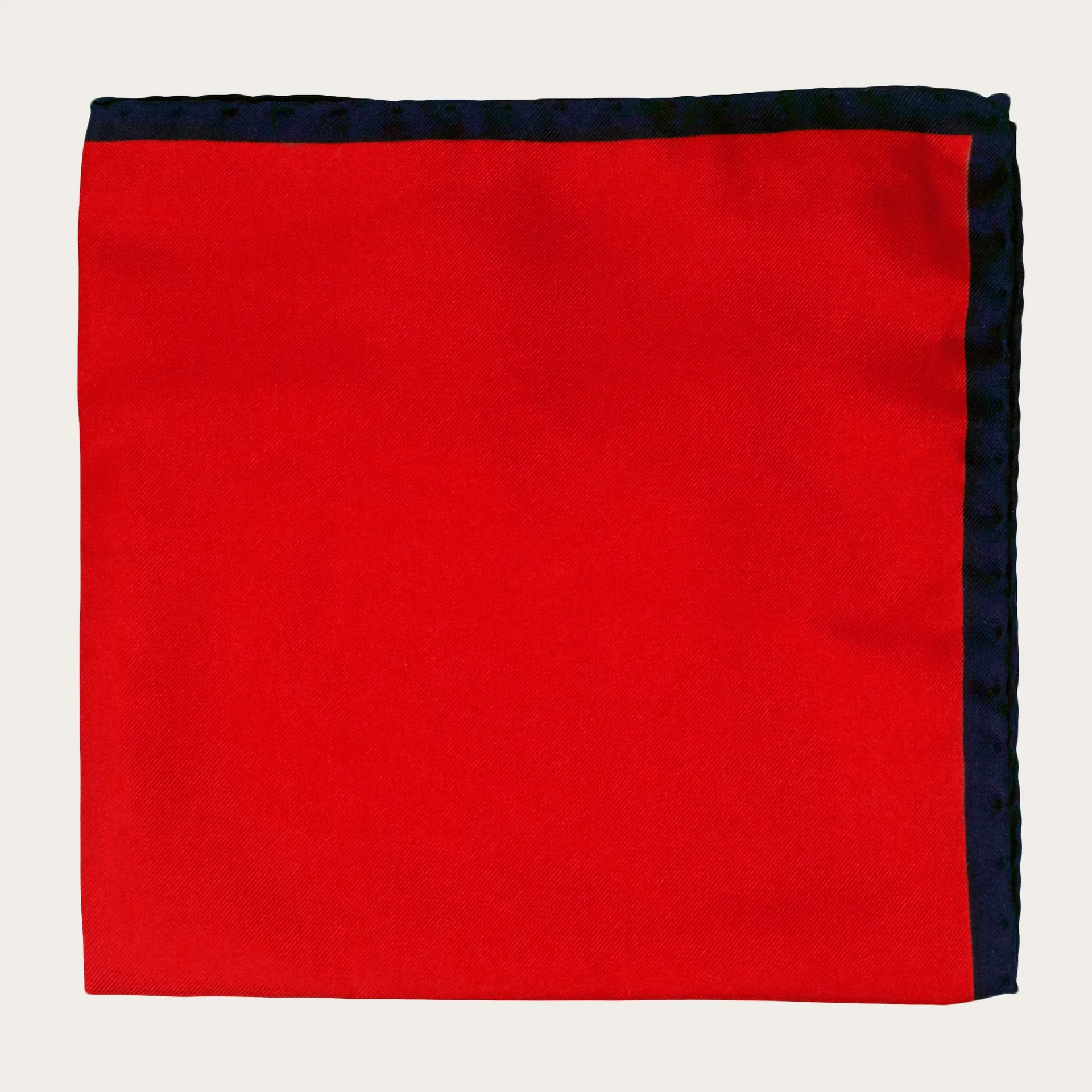 Pochette uomo in seta rossa con bordo blu