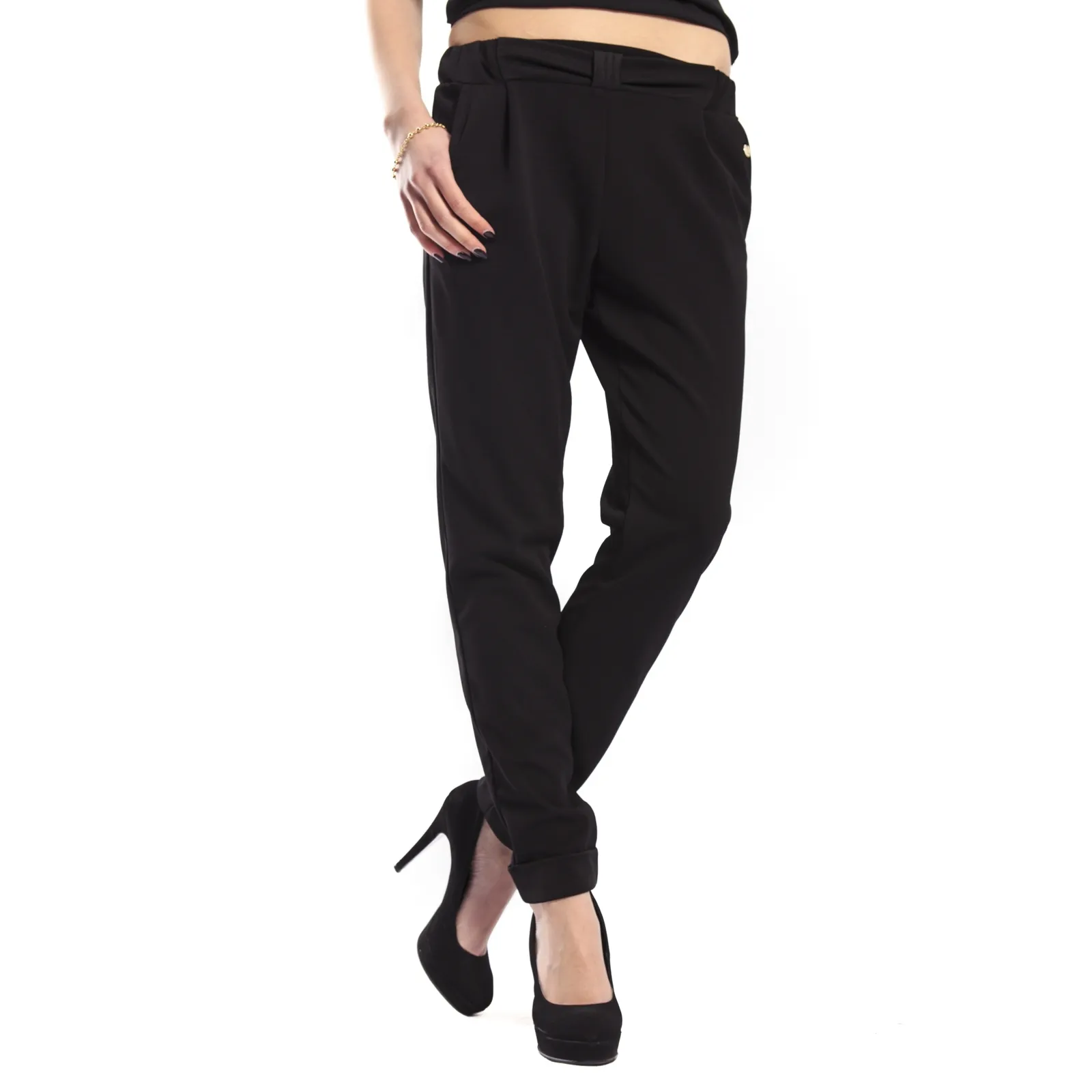 RINASCIMENTO Pantalone boyfriend baggy NERO Art. CFC0066465003 NEW