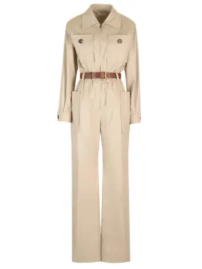   Saint Laurent  Tuta in twill con cintura  