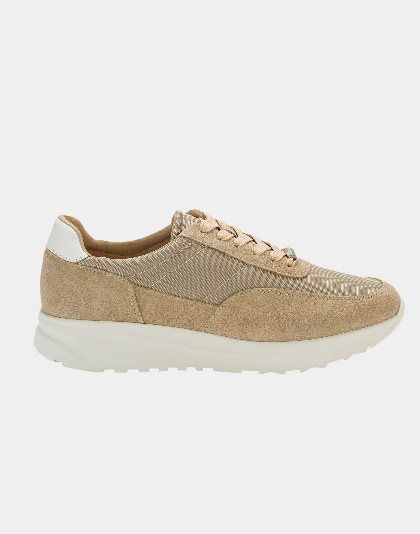 Sand leather and textile sneaker