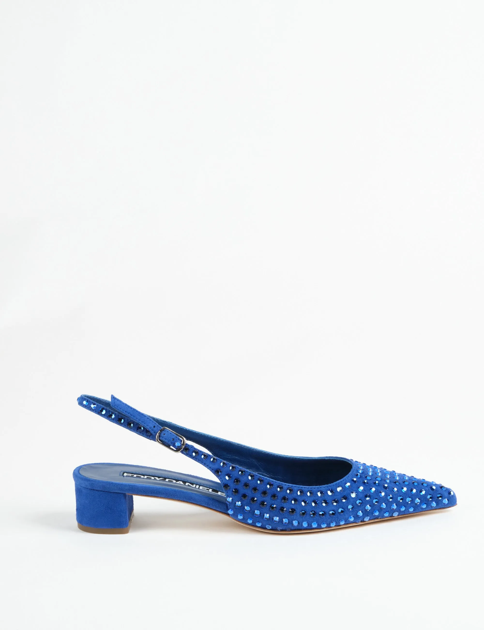 slingback camoscio blu cristalli