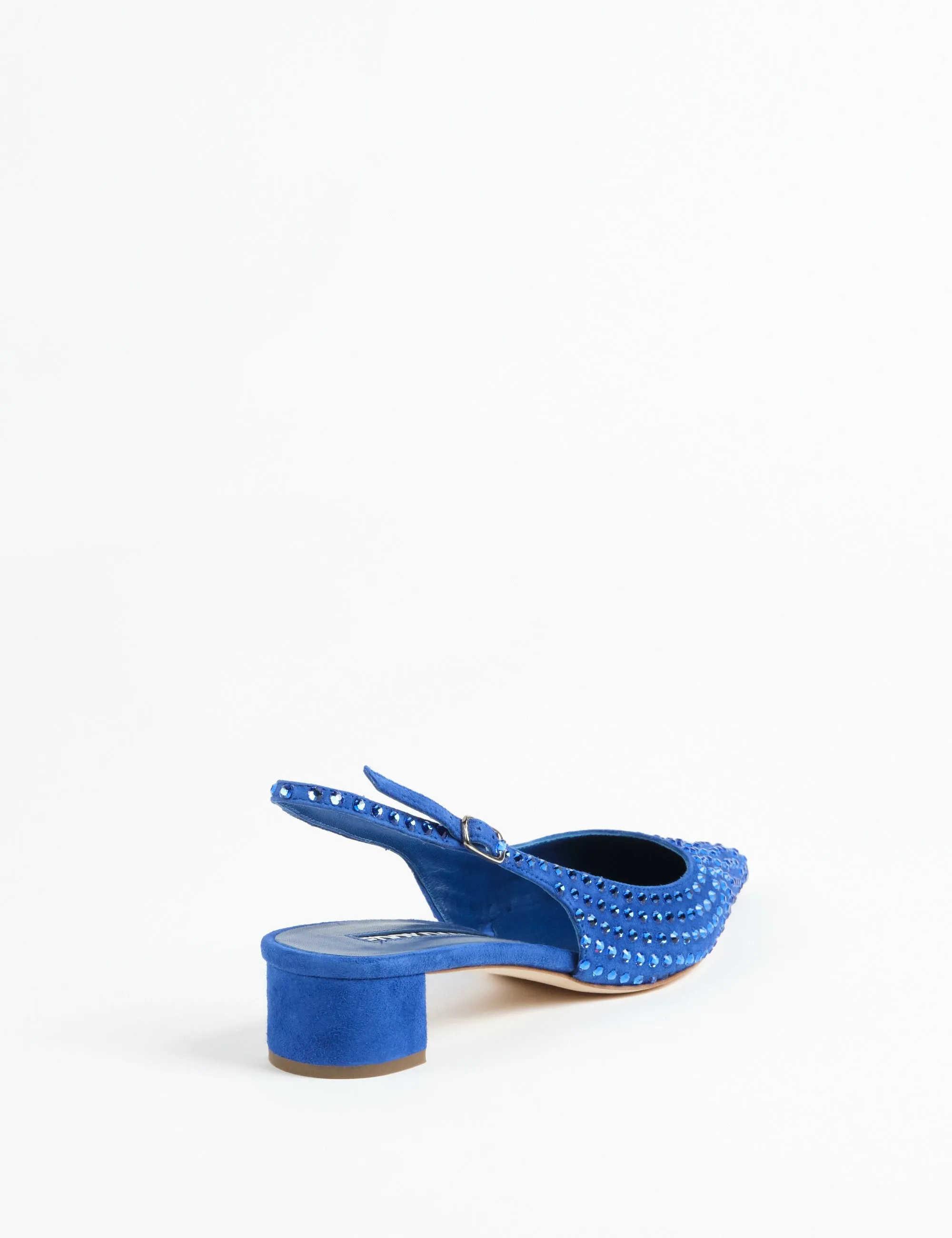 slingback camoscio blu cristalli